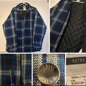 Ariat Men’s Blue Flannel Plaid Button Jacket Size L